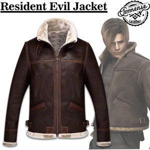 RE 4 Leon Scott Kennedy B3 Chaqueta Bomber Resident Evil 4 Cosplay imagen 1