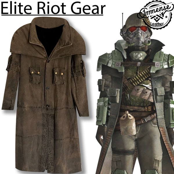 New Vegas Costume Canvas Coat Elite Riot Gear Jacket NCR Ranger Duster Fallout