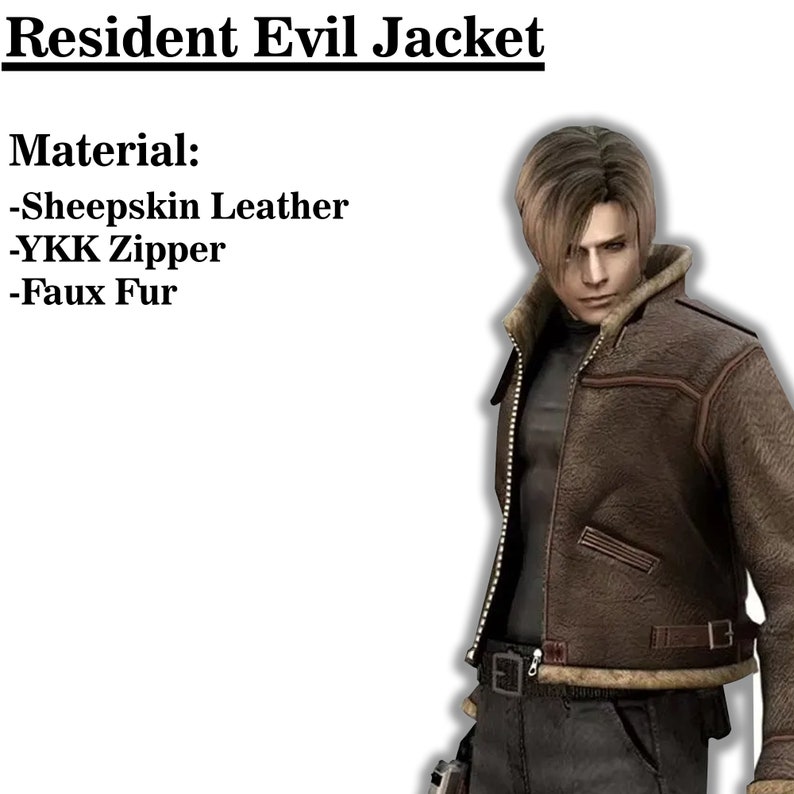 RE 4 Leon Scott Kennedy B3 Chaqueta Bomber Resident Evil 4 Cosplay imagen 10