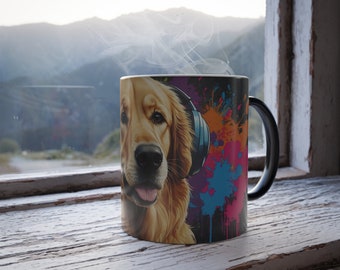 Mug thermoréactif avec dessin de chien graffiti - Cadeau original et personnalisé