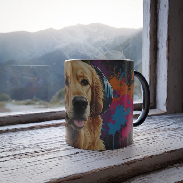 Mug thermoréactif avec dessin de chien graffiti - Cadeau original et personnalisé
