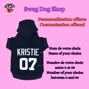 Sweat à Capuche Personnalisé pour Chiens Style Unique, Nom & Numéro au Choix image 3