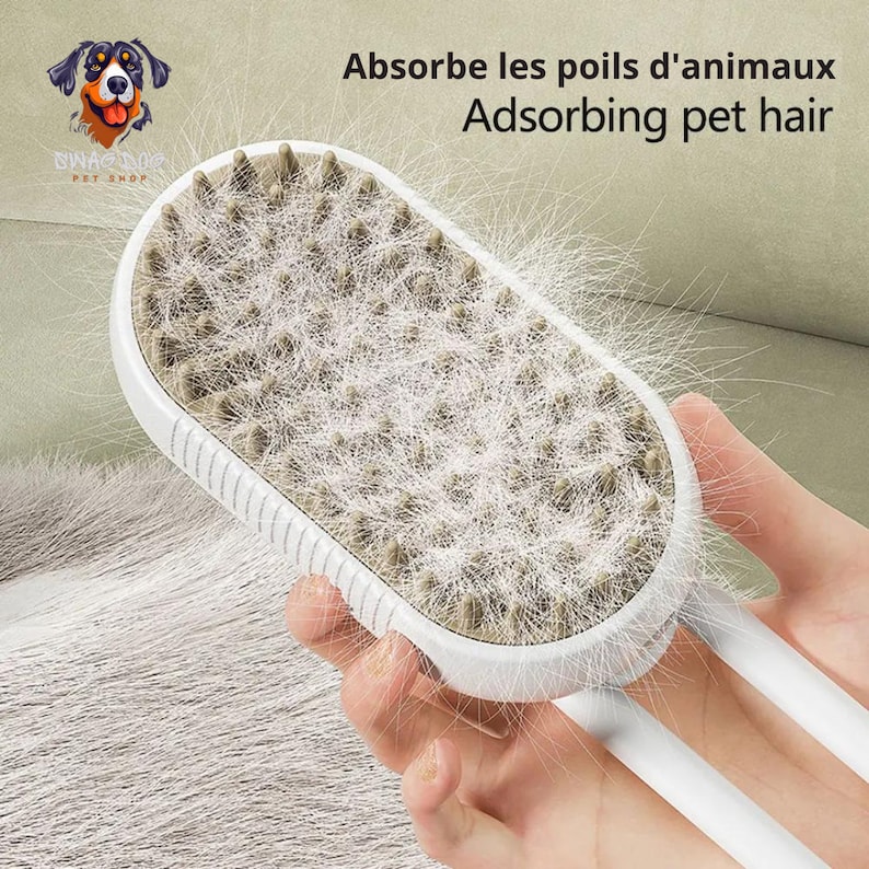 Brosse Vapeur Électrique 3 en 1 pour Chiens et Chats Massage, Nettoyage & Élimination des Poils zdjęcie 6