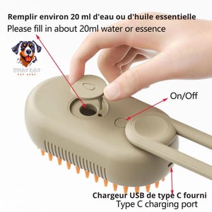 Brosse Vapeur Électrique 3 en 1 pour Chiens et Chats Massage, Nettoyage & Élimination des Poils zdjęcie 5