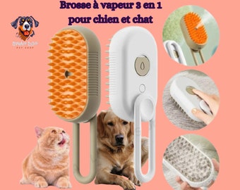 3 in 1 Electric Steam Brush for Dogs and Cats - Massage, Cleaning & Hair Removal