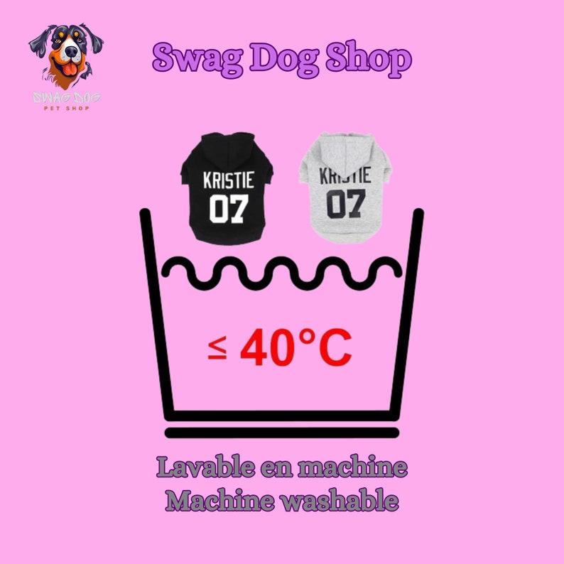 Sweat à Capuche Personnalisé pour Chiens Style Unique, Nom & Numéro au Choix image 7