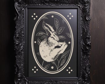 Blumen Hase Kunstdruck Wanddeko