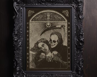 Memento Mori Totenkopf Kunstdruck: Dark Academia Goth Halloween Dekor