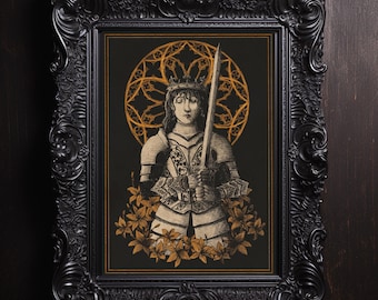 Ritterin Kunstdruck: Mittelalterliches Fantasy Poster