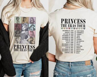 Camicia in tela Princess Eras Tour Bella, maglietta Disney Princess Tour, camicia per famiglia Disney Magic Kingdom, camicia da viaggio per ragazze Disney, camicia Disneyland