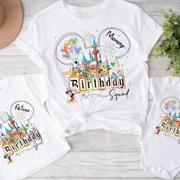 Aangepaste Disney-verjaardagsteamshirts, Mickey & Minnie Bday-gezinsvakantie-T-shirts