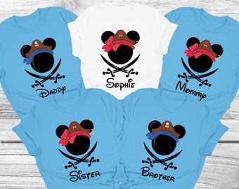 Personalisierte Disney Piraten Familie Shirts, Mickey Minnie Pirate Tee