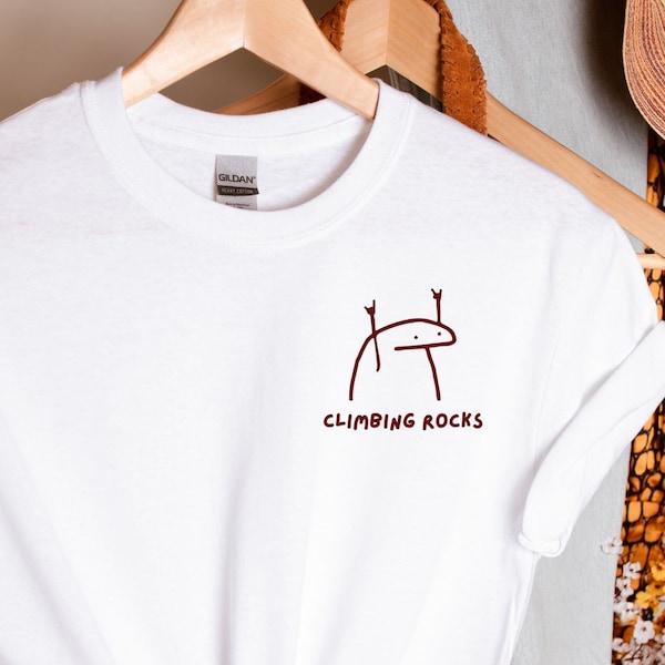 Rock Climbing Shirt with Embroidery, Climbing Rocks T-Shirt for Climbers and Bouldering Lovers, Gift for Rock Climbers