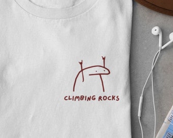 Organic Rock Climbing Shirt with DTG Print, Climbing Rocks T-Shirt for Climbers and Bouldering Lovers, Gift for Rock Climbers, Boulder Shirt