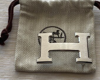 Vintage Hermes 32mm H Silver Brushed Belt Buckle Schnalle Fibbia Boucle Hebilla Cinturon Cintura Ceinture Gürtel Cinta Unisex Luxury Gift