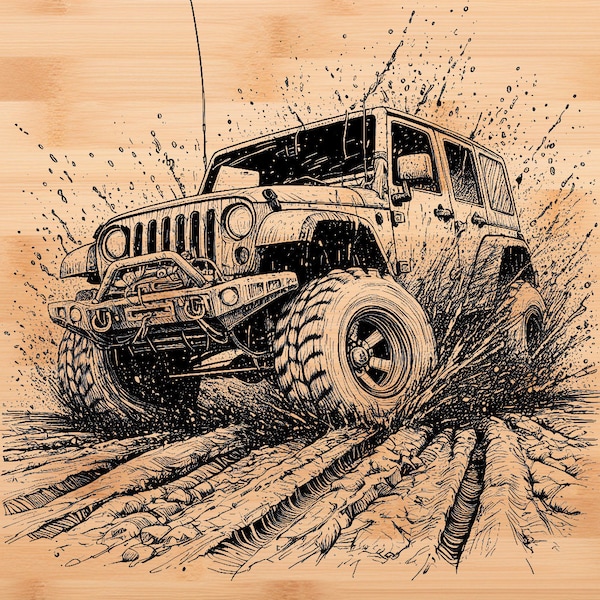 Strichzeichnungen – Jeeps – 30+ Bilder, fertige Gravur, Holzverbrennung, Radierung, Projekte | Laserbereit | Offroad SVG-Datei | Druckbar | Druckbereit
