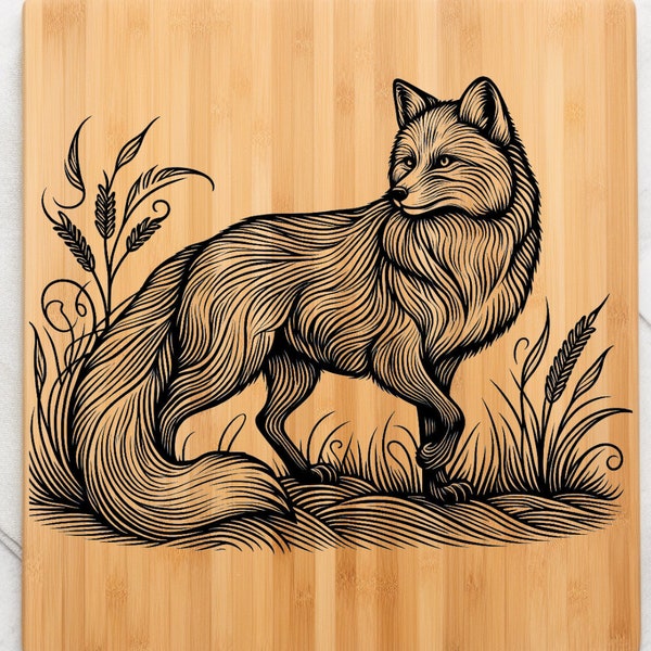 Line Art- Fox -20+ images,engraving ready ,Wood Burning,Etching, projects | Laser-Ready | Digital Design File