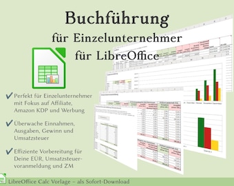 Gewinn- und Umsatzsteuer-Berechnung für Einzelunternehmer in Deutschland / LibreOffice Calc Vorlage