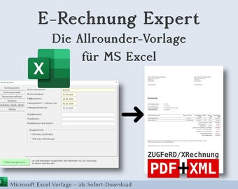 E-Rechnung Expert / Formate XRechnung und ZUGFeRD (Norm EN 16931) / MS Excel Vorlage
