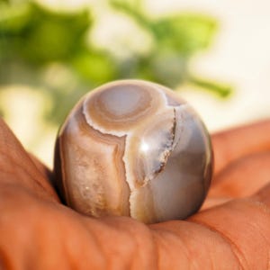Natural 40MM White Lace Agate Stone Sphere Ball | Healing Metaphysical Sphere Ball