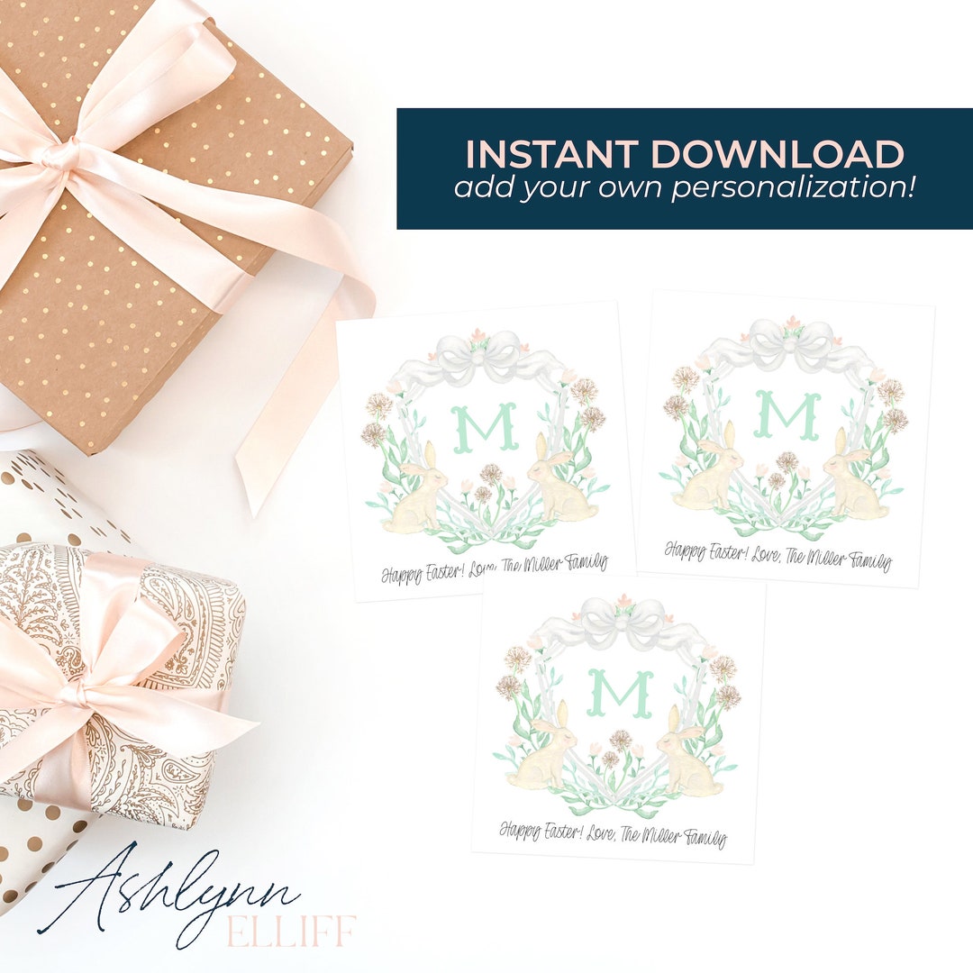 Monogram Tag INSTANT DOWNLOAD | *add Your Own Personalization* | Easter Monogram ...