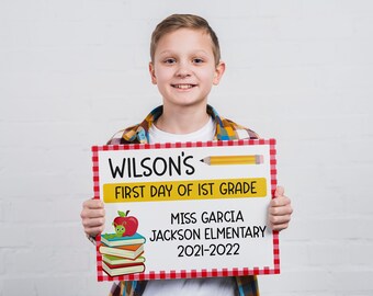 Signo imprimible de regreso a la escuela / Primer día de clases / Signo del primer día / Signo imprimible del primer día de clases / Signo editable / Escuela / Niños