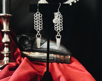 HANDSAW Chainmaille Earrings // handmade // alternative