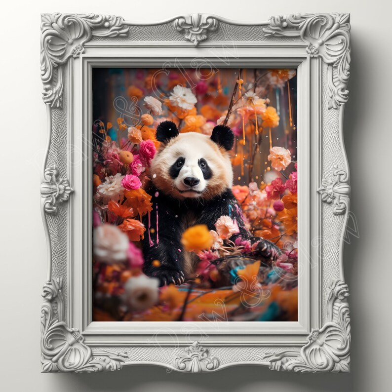 Painted Panda Art Print Digital Download Fun Quirky Wall Decor Animal ...