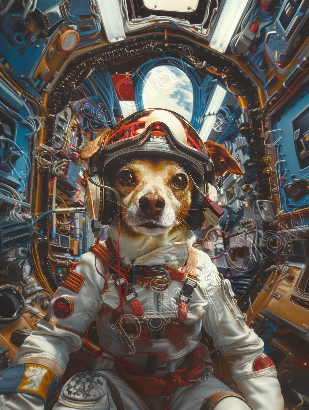 Space Dog Astronaut Eclectic Cosmic Art Home Decor Wall Art Aesthetic ...