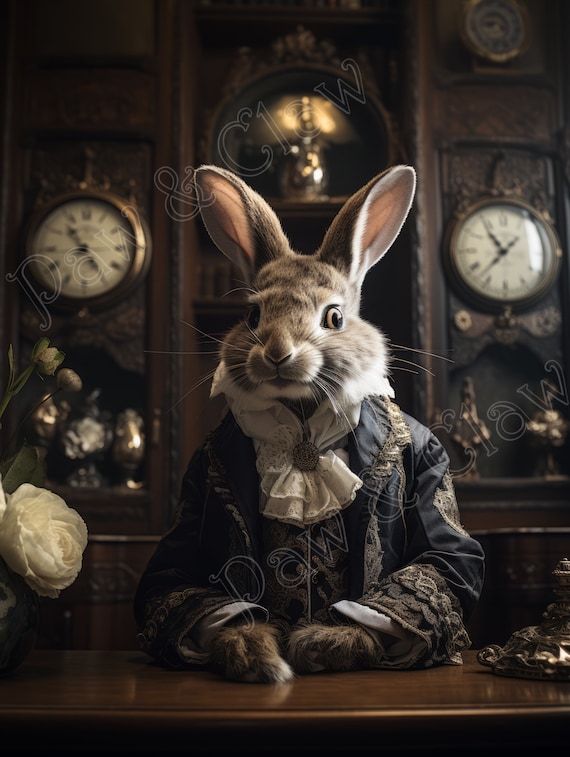White Rabbit Vintage Clock Steampunk T Shirt White Rabbit Vintage Clock Steampunk T Shirt