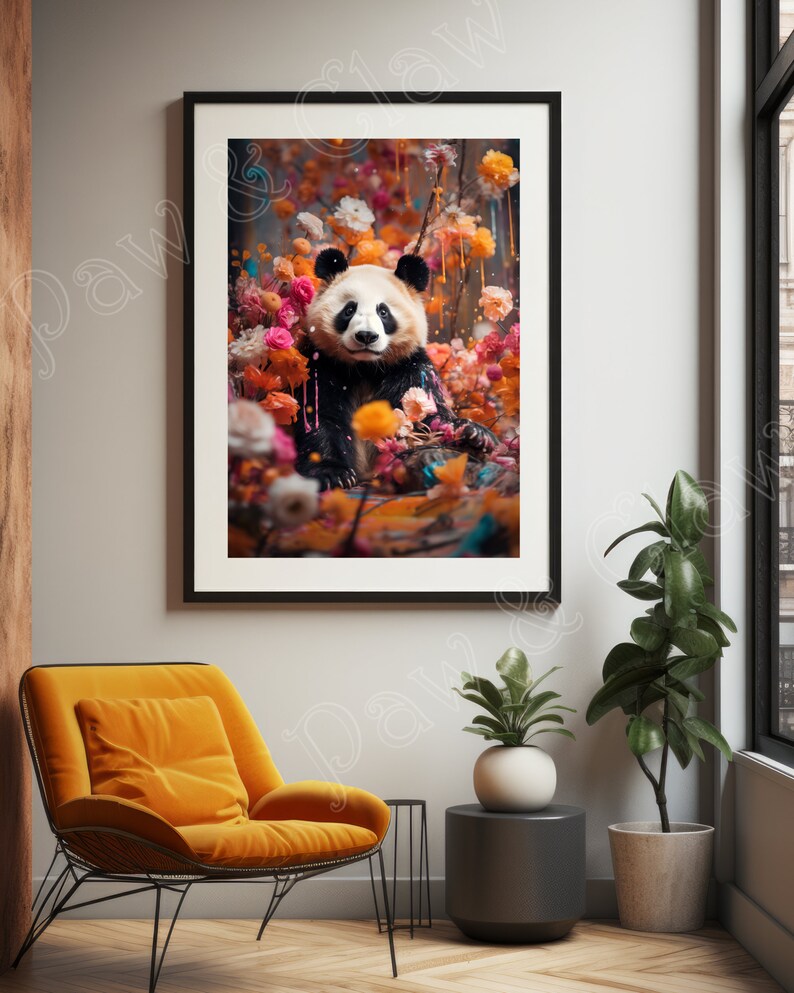 Painted Panda Art Print Digital Download Fun Quirky Wall Decor Animal ...