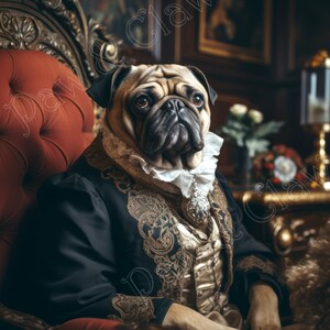 Der Gentleman Mops Digitaler Download Antikes viktorianisches Haustierportrait Mops Hund Wanddekoration Kunst Steampunk Haustier Hundeportrait Mops Druckbare Geschenkkunst