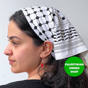 Kuffiyah Bandana 22 inch Cotton Palestinian Bandana Palestine Kuffiyeh Bandana Free Palestine head scarf Screen Printed in Los Angeles black image 9