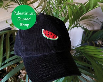 Chapeau palestinien pastèque en velours côtelé Casquette Palestine Palestine accessoire pastèque Palestine pour homme et femme brodé propriété palestinienne