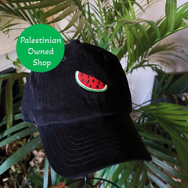 Chapeau palestinien pastèque en velours côtelé Casquette Palestine Palestine accessoire pastèque Palestine pour homme et femme brodé propriété palestinienne