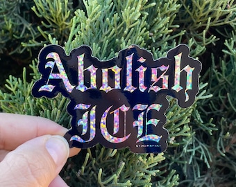 Abolice ICE glitter sticker with Old English Font