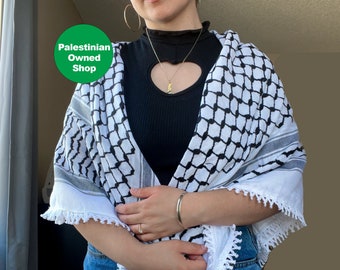 Schwarzer palästinensischer Kuffiyeh-Schal von Jordanien Falastini Kuffiyah für Solidarität und palästinensischen Stolz spendet an Gaza Palästinensischen Shop