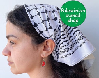 Bandana Kuffiyah en coton de 55 cm, palestinien, Palestine Bandana Kuffiyeh, foulard Palestine gratuit sérigraphié à Los Angeles, noir