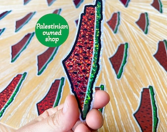 Watermelon Theme Palestine Map Sticker Weatherproof Palestinian Decal to support Palestine Watermelon Decoration Unique Palestinian Souvenir