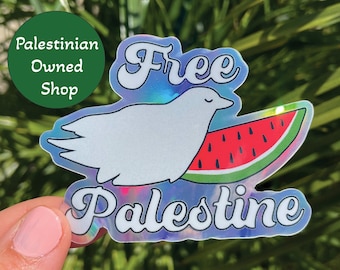 Sticker Palestine Sticker Palestine gratuit Vinyle imperméable à l'eau Holographique palestinien fait un don à Gaza Sticker pastèque Soutenez Falastin