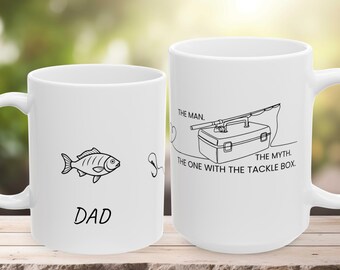 Fishing Coffee Mug, Line Art Tackle Box, Fisherman Gift
