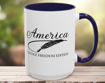Vintage America Ceramic Mug, Patriotic Gift