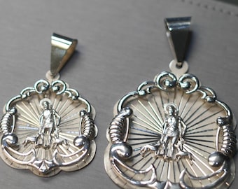 Colgante de San Lázaro de plata de ley 925 / Medalla de San Lázaro de plata maciza / Joyería religiosa católica