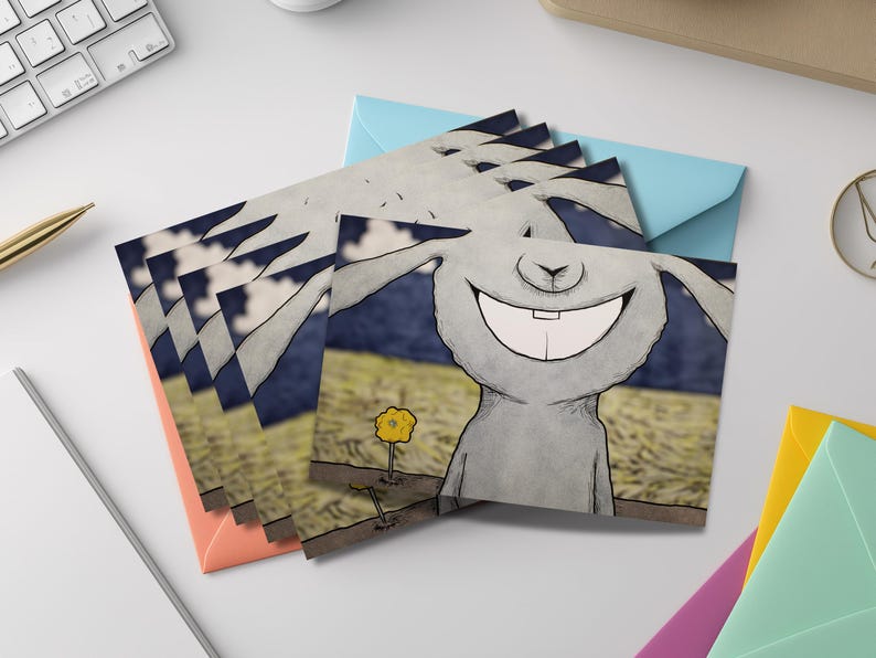 Whimsical Illustrated Notecard Set – Quirky Storybook Art Cards with Colored Envelopes bild 5
