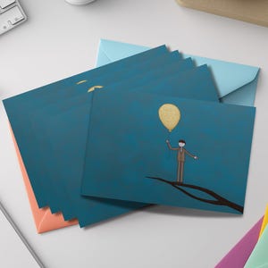 Whimsical Illustrated Notecard Set – Quirky Storybook Art Cards with Colored Envelopes bild 6
