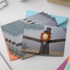 Whimsical Illustrated Notecard Set – Quirky Storybook Art Cards with Colored Envelopes bild 7