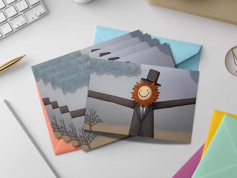 Whimsical Illustrated Notecard Set – Quirky Storybook Art Cards with Colored Envelopes bild 7