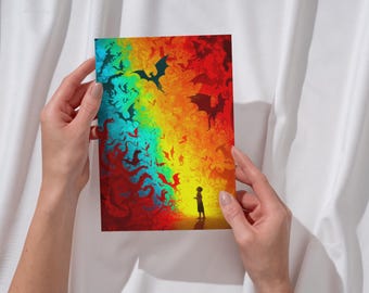 Colorful Abstract Art | Wall Decor | Fantasy Dragon Illustration | “Dreaming of Dragons” | Art Print