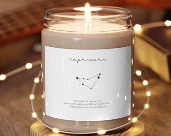 Capricorn Star Sign Scented Soy Candle Perfect Gift Candle Astrology Candle Birthday Gift For Her Zodiac Gift