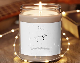 Leo Star Sign Scented Soy Candle Perfect Gift Candle Astrology Candle Birthday Gift For Her Zodiac Gift
